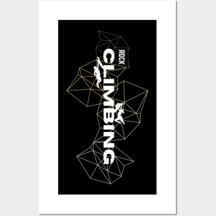 geometric rock climbing white Posters and Art